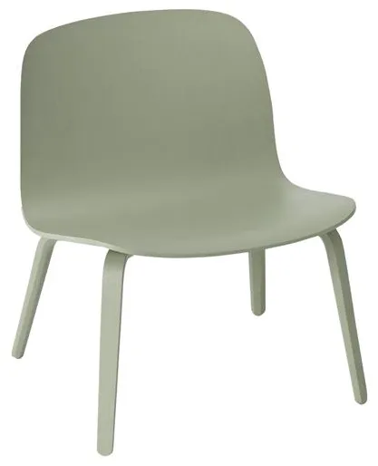 Muuto Visu Fåtölj med Träbas Dammig Grön